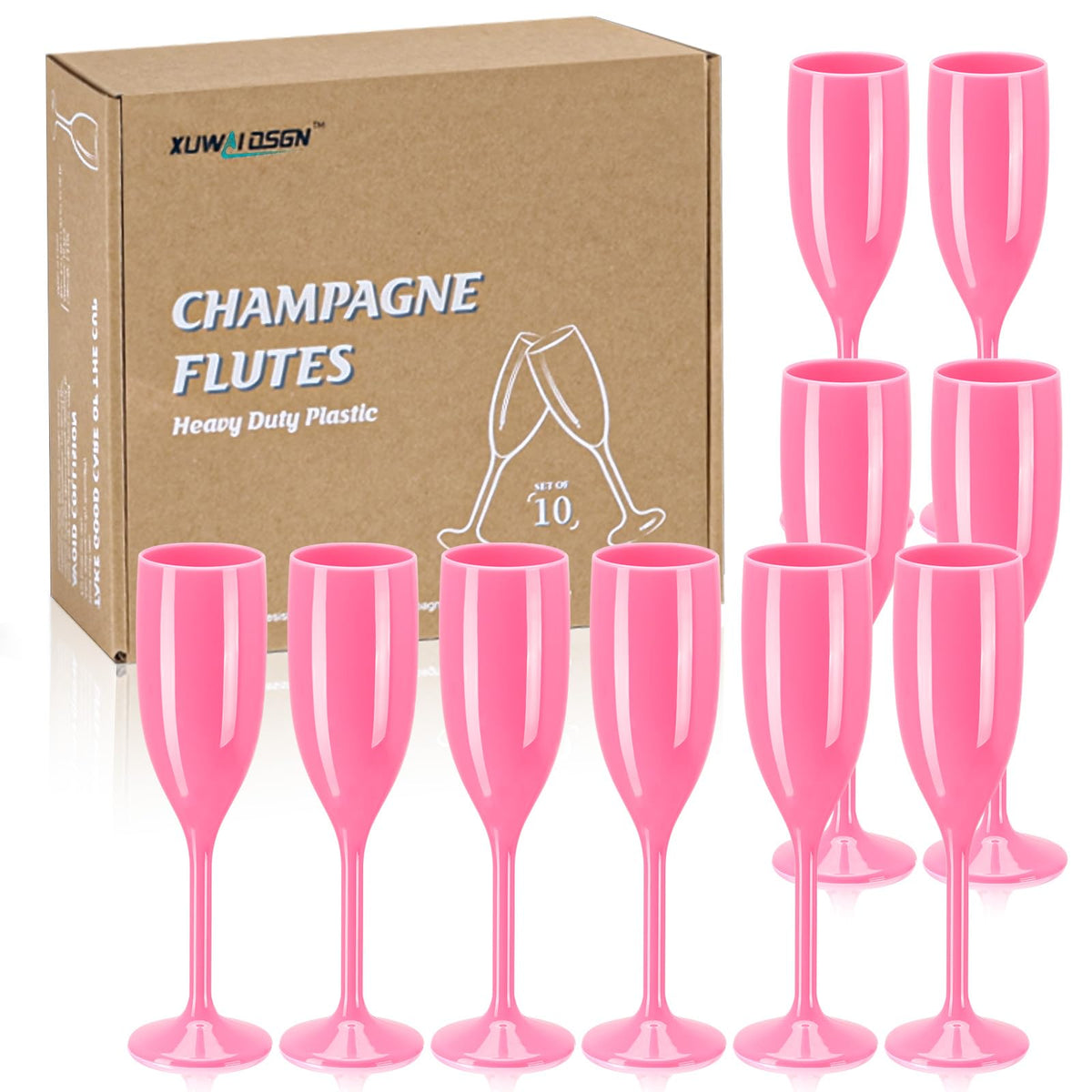 Copa de champán XUWAIDSGN rosa: plástico duradero para bodas y fiestas.
