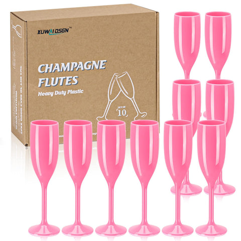 Copa de champán XUWAIDSGN rosa: plástico duradero para bodas y fiestas.