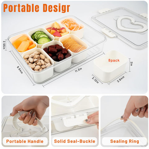 XXKMDXW Bandeja para frutas y aperitivos con tapa hermética que mantiene frescura