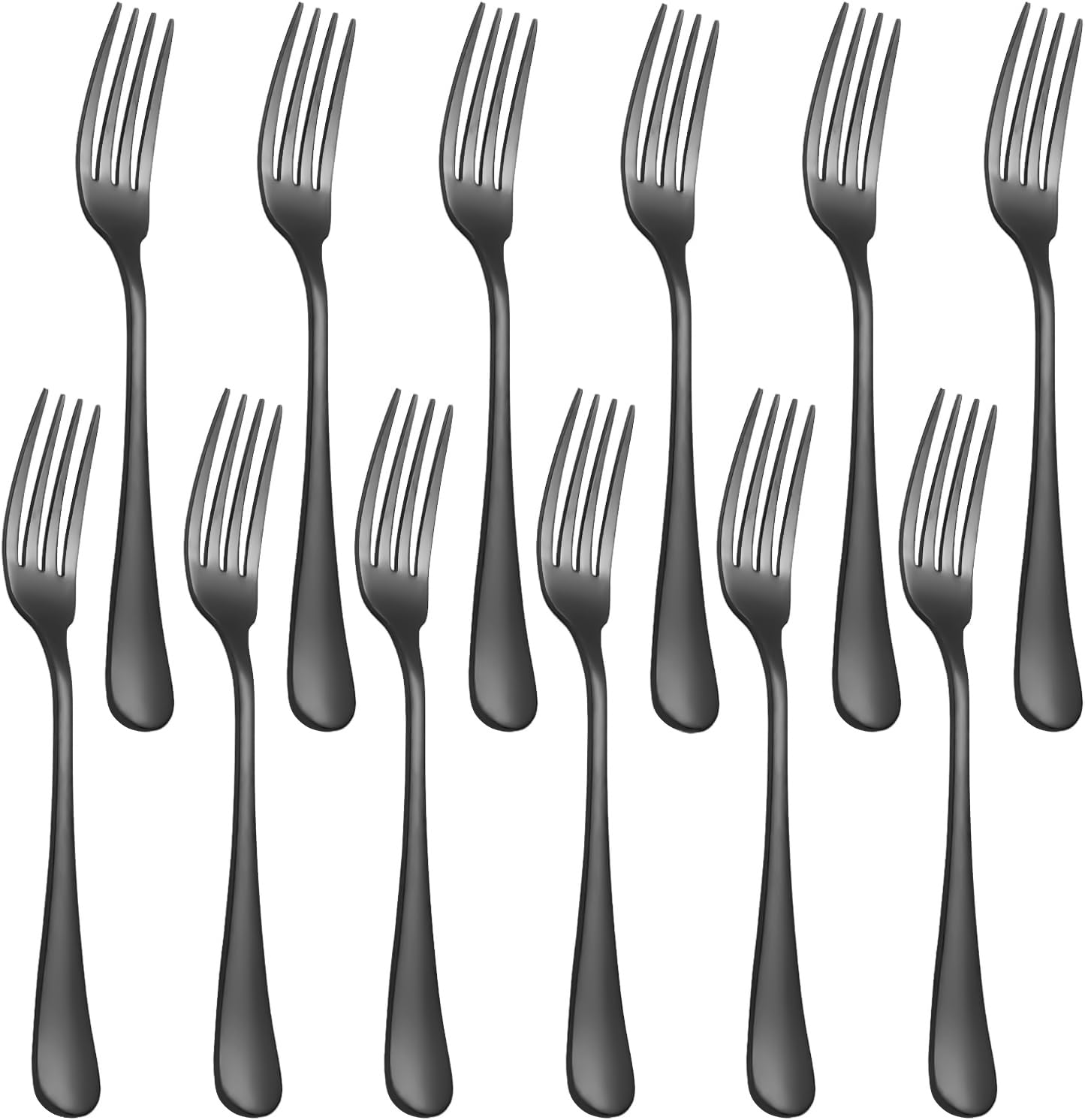XXZWSJSH 12 Tenedores de Cena Negros 8'' para uso diario.