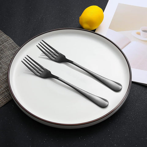 XXZWSJSH Acabado Espejo en Tenedores Negros mejora la presencia en banquetes.