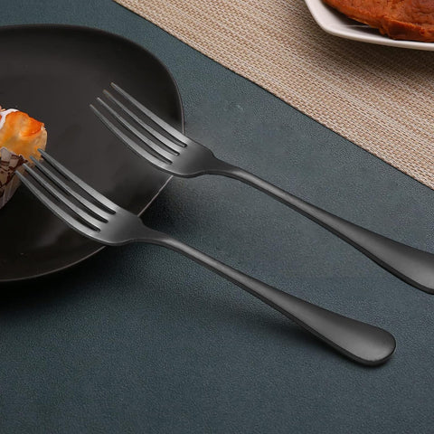 XXZWSJSH Diseño Ergonómico de Tenedores Negros para un agarre cómodo.