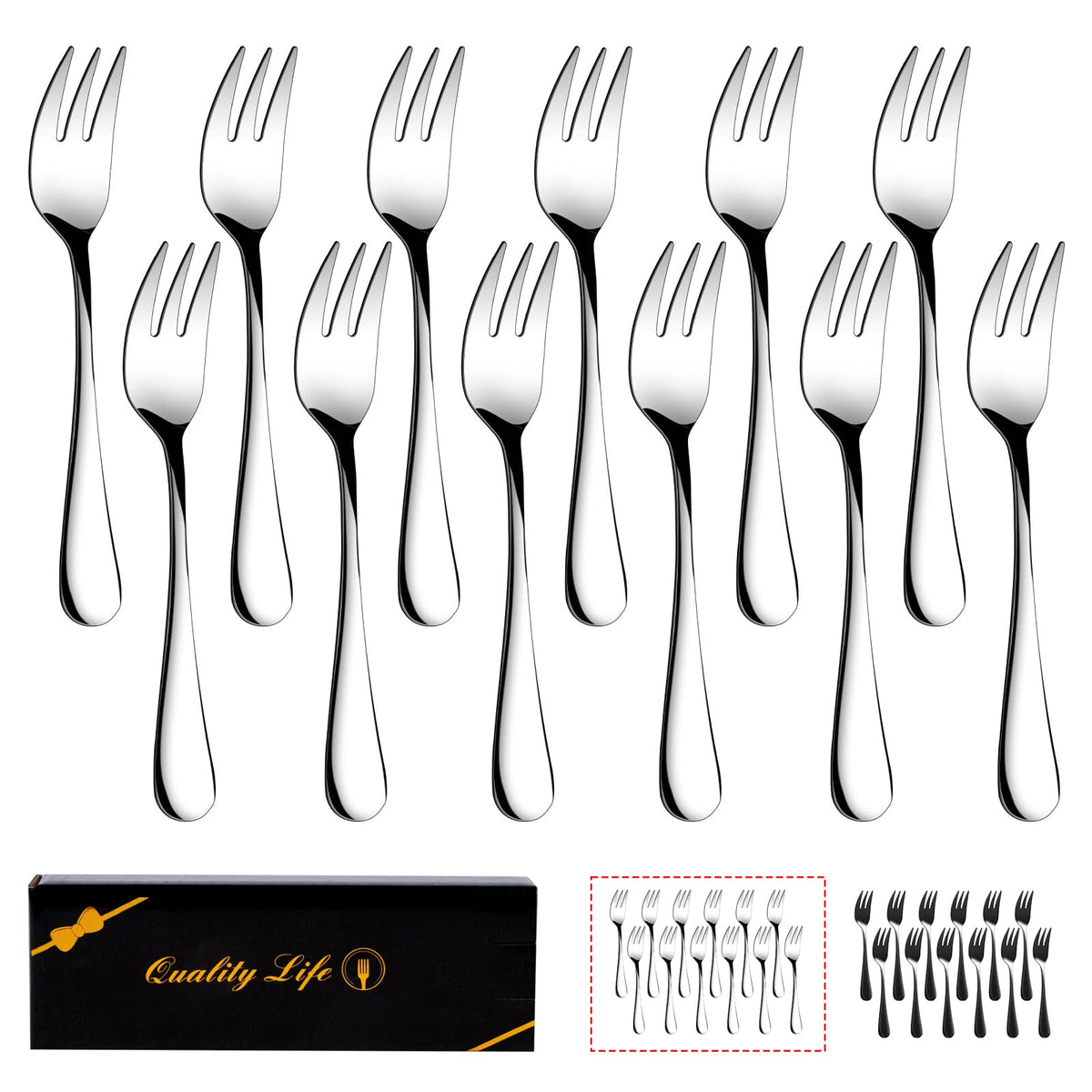 Tenedores XXZWSJSH para postre, juego de 12, diseño compacto para porciones.