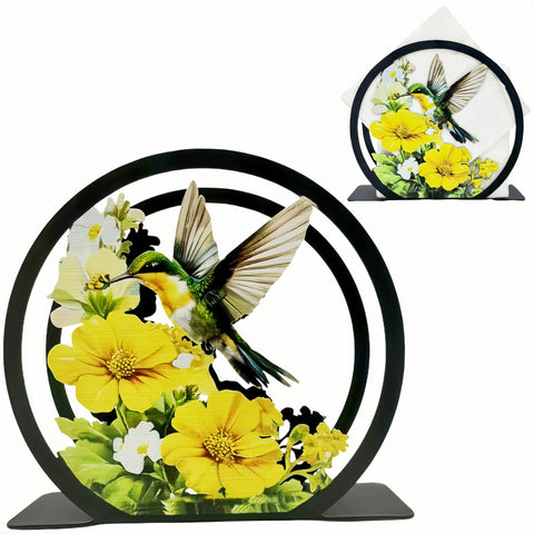 Portanapkins XYittkl con colibrí en mesa, color vivo para cafés y restaurantes.