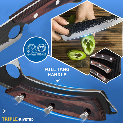 XYJ cuchillo carnícero hacha de corte para carne con mango seguro.