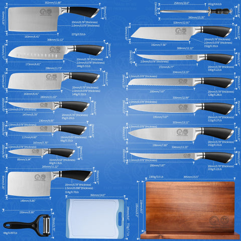 Cuchillo chef XYJ profesional para cortar, picar y rebanar con precisión.