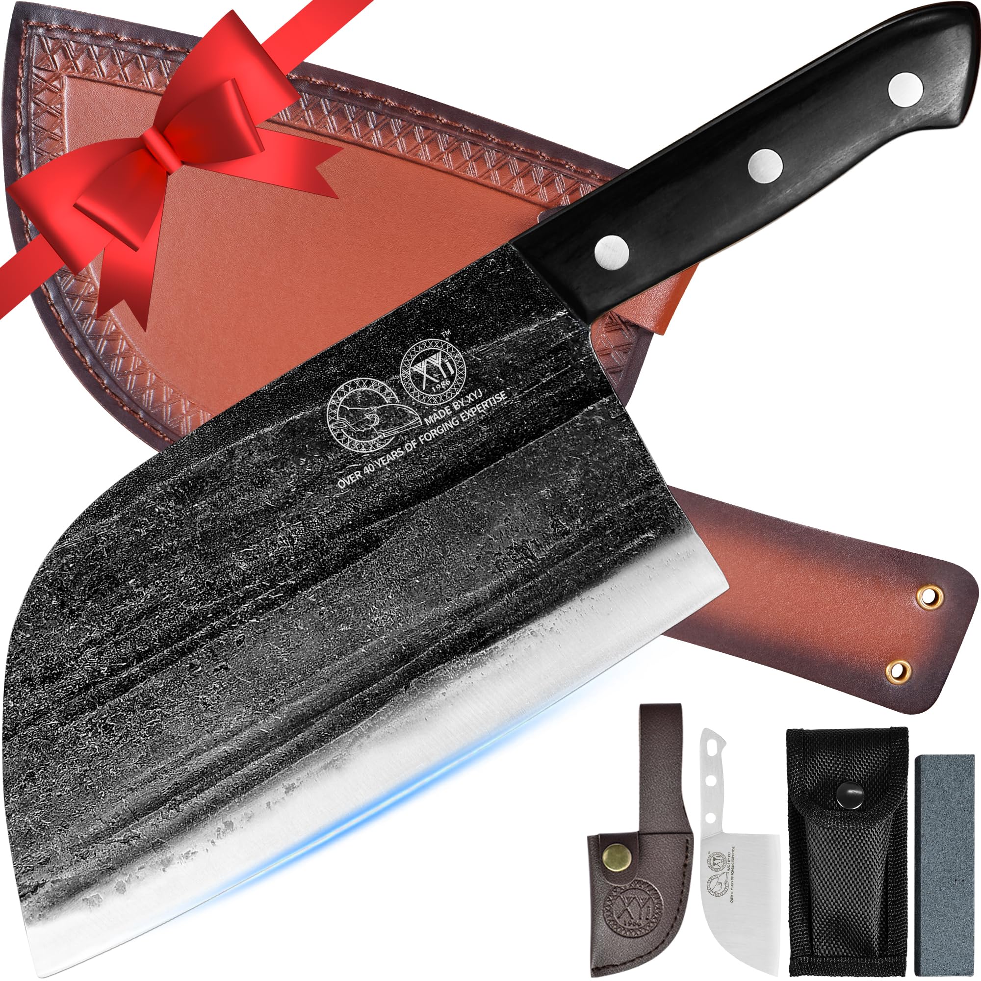 XYJ cuchillo chef serbio de 7,5 pulgadas con espiga completa para cortes precisos.
