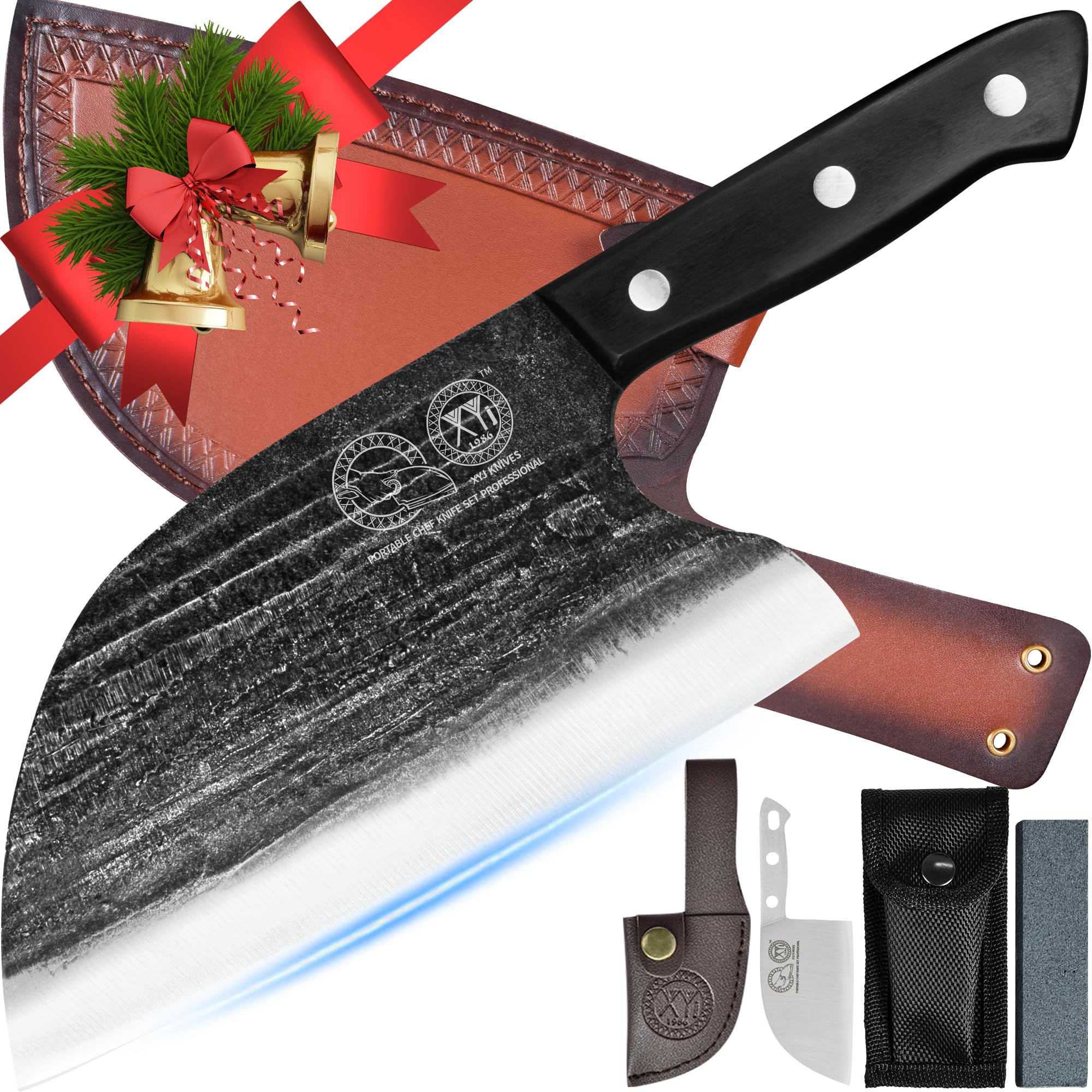 Cuchillo XYJ con tang completo y mango ergonómico para control preciso.