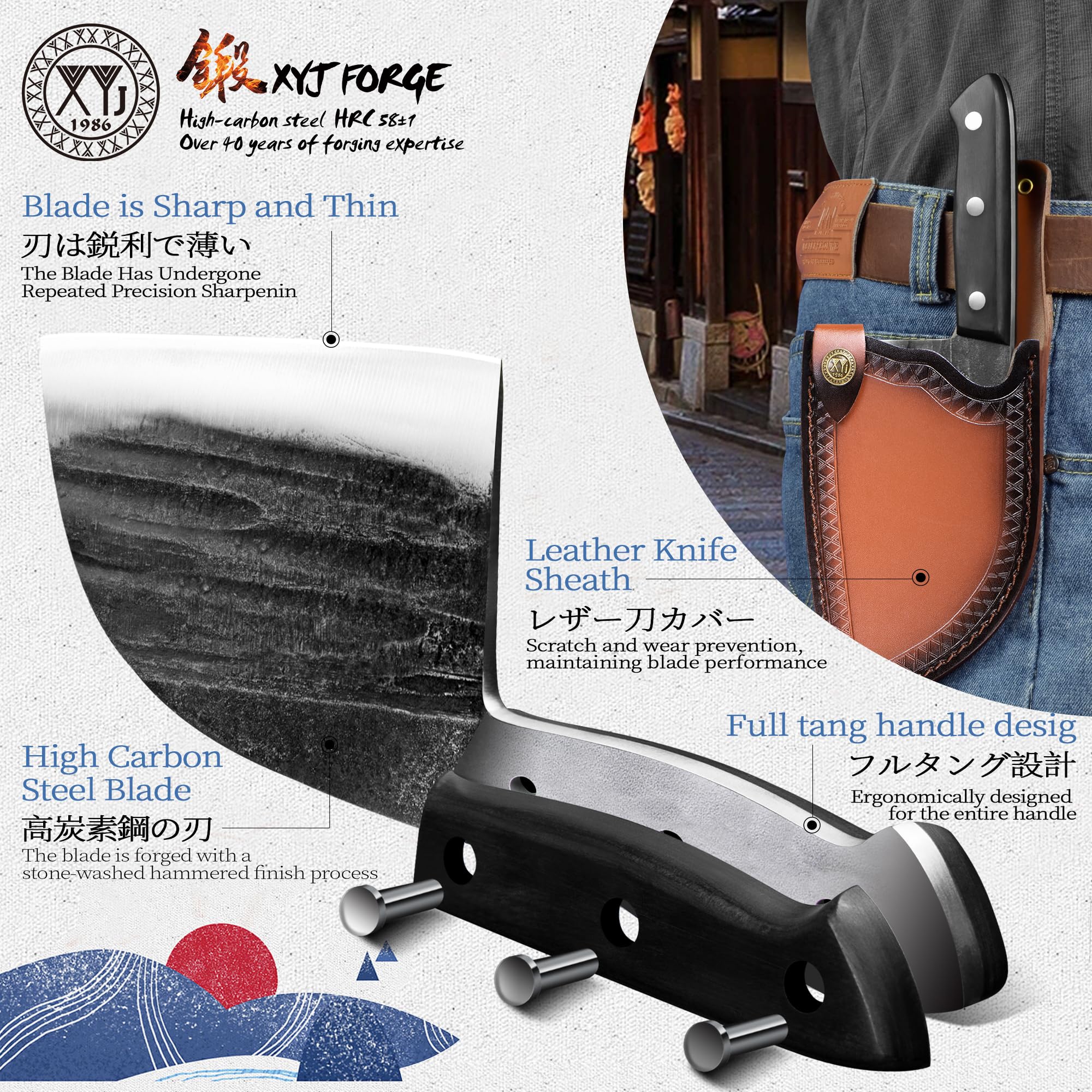 XYJ cuchillo de cocina portátil con funda para camping