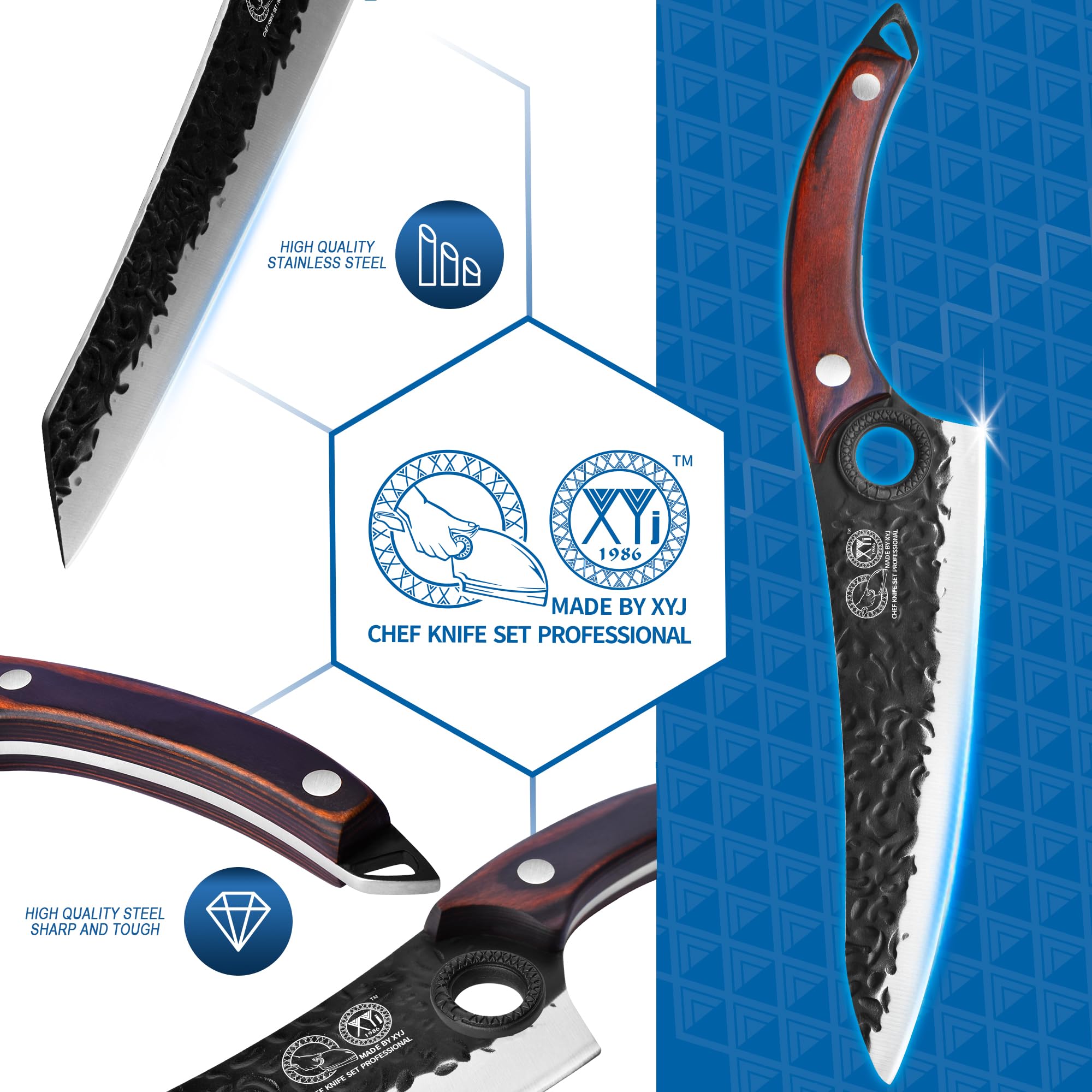 XYJ cuchillo nakiri de acero al carbono para verduras con precisión