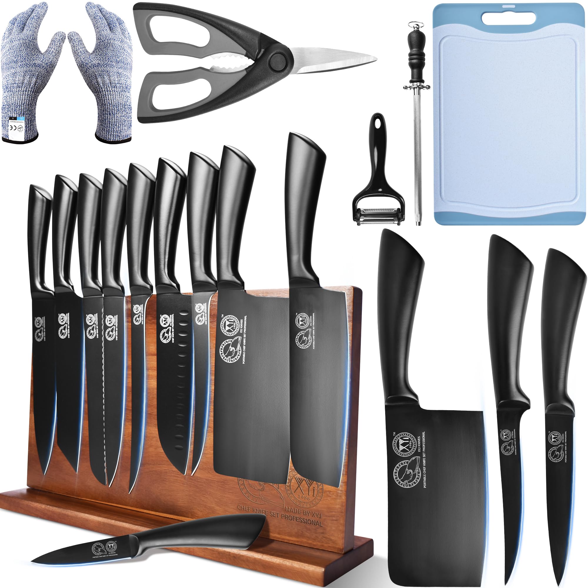 Conjunto XYJ de cuchillos profesionales para cocina versátil y afilado.