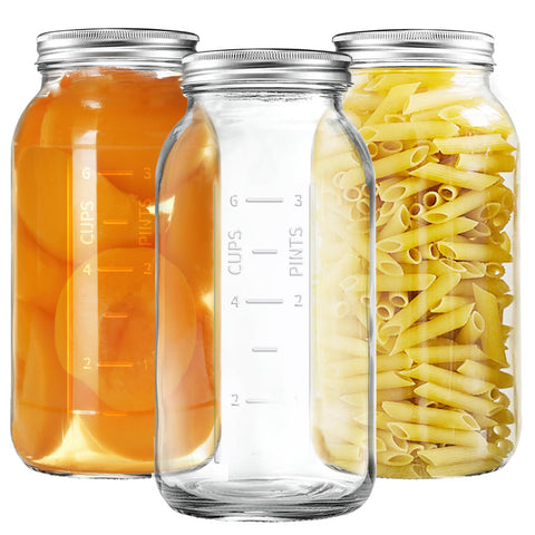 Frasco Mason Xylanor 64oz de boca ancha con tapa metálica para almacenamiento seguro.