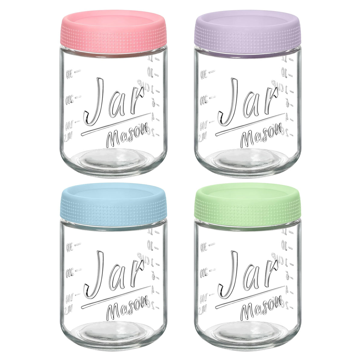 Xyptorix tarros de vidrio 16oz con marcas para medir porciones y preparar desayunos