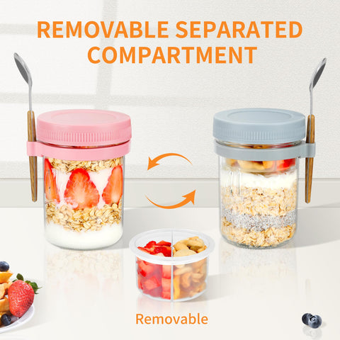 Frascos de vidrio Xyptorix con compartimentos desmontables para ingredientes.
