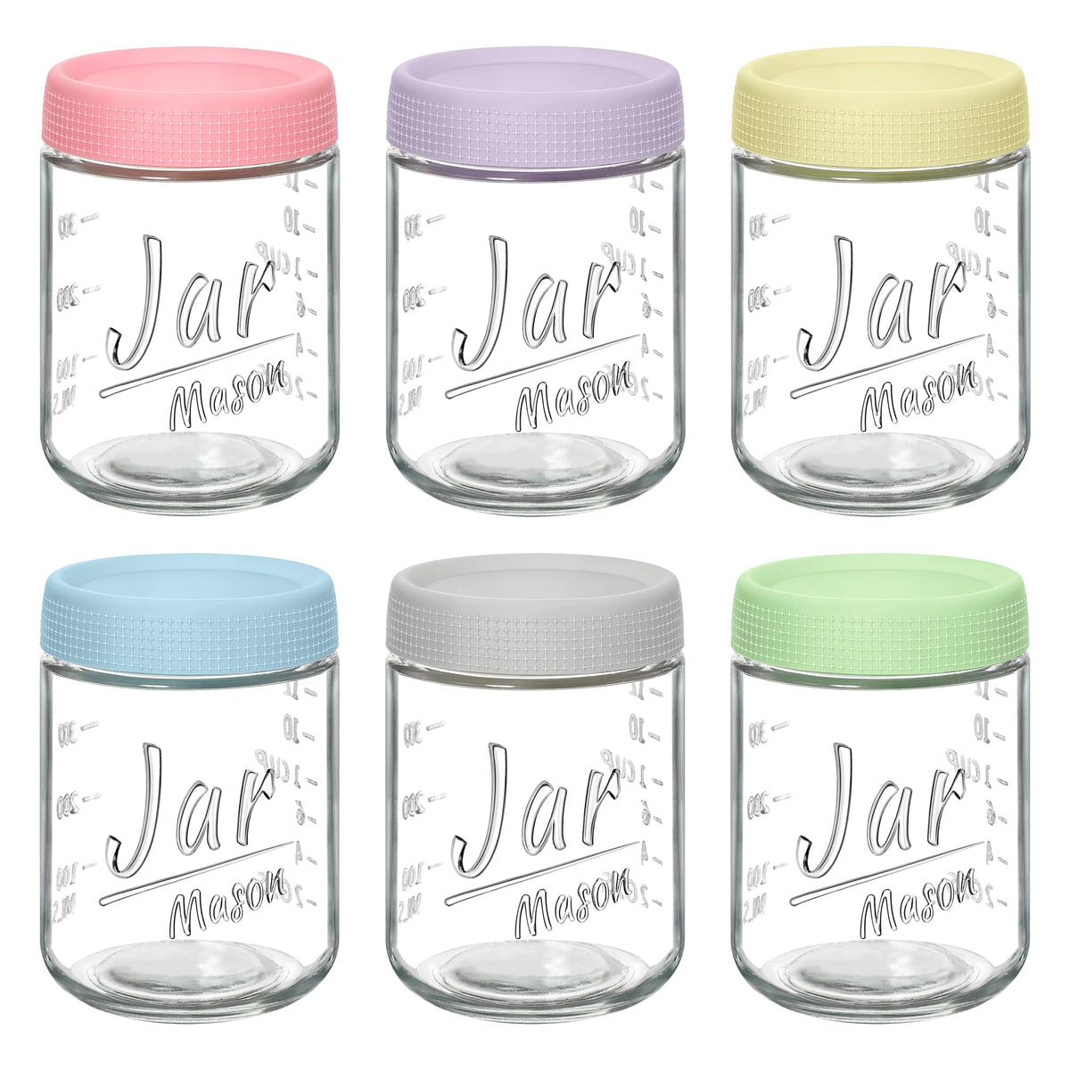 Jarras de vidrio Xyptorix 16oz con medidas para porciones.