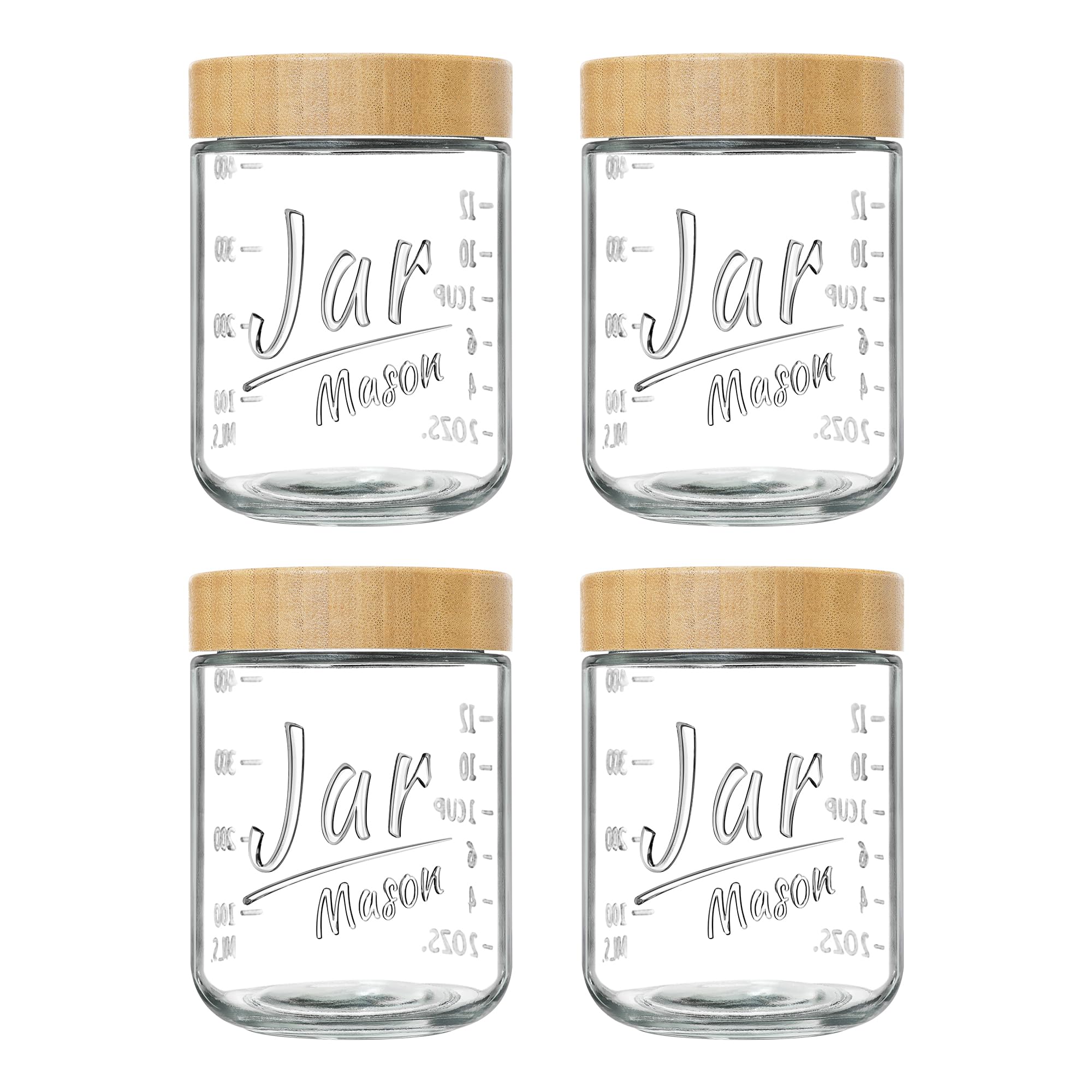Xyptorix jarras de vidrio con tapas de bambu para desayunos para llevar.