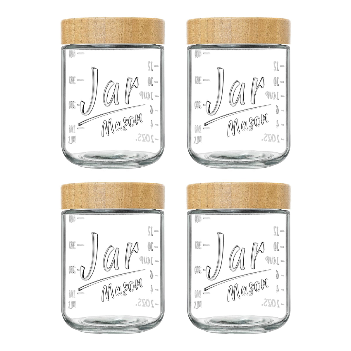 Xyptorix jarras de vidrio con tapas de bambu para desayunos para llevar.