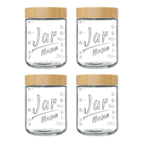 Xyptorix jarras de vidrio con tapas de bambu para desayunos para llevar.