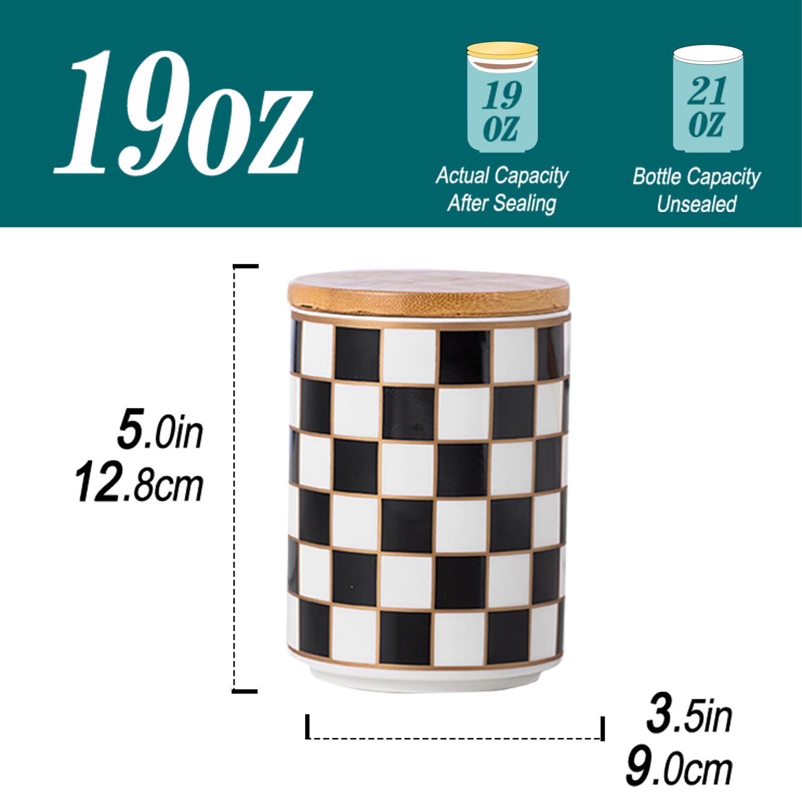 XYQXYQ contenedor cerámico compacto con tapa de madera, ideal para espacios reducidos.