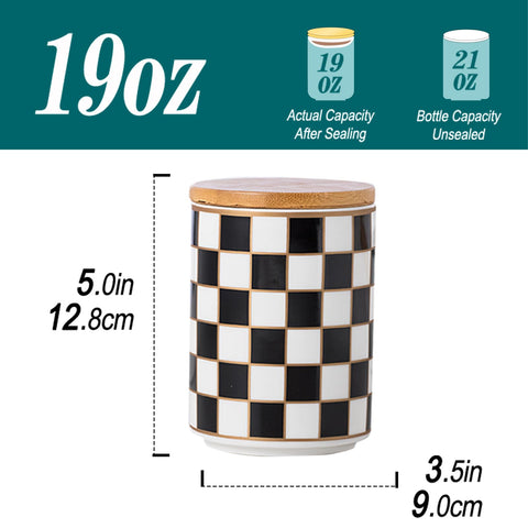 XYQXYQ contenedor cerámico compacto con tapa de madera, ideal para espacios reducidos.