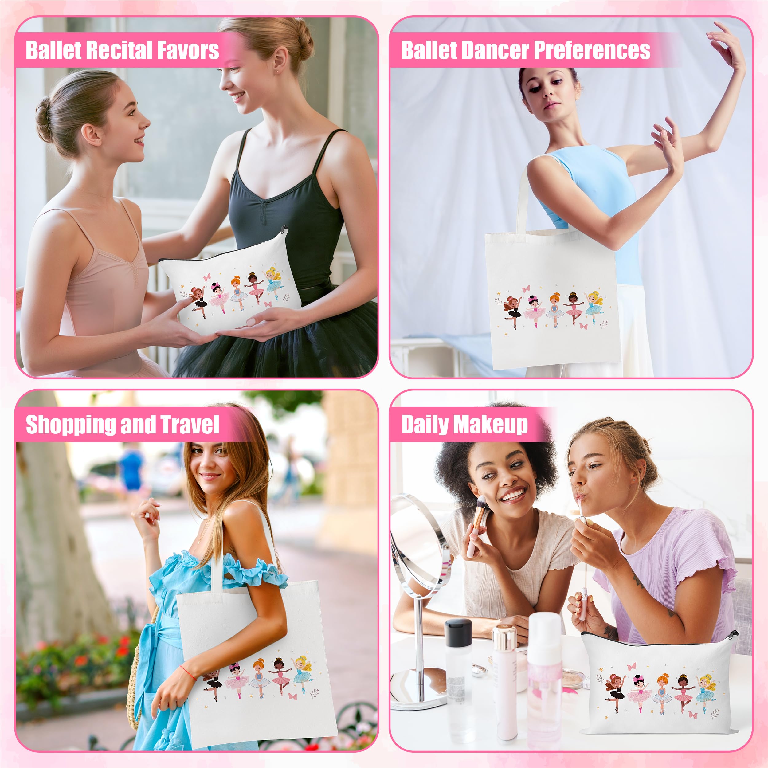 Y1tvei bolsas de compras con tema de ballet, útiles para el día a día.