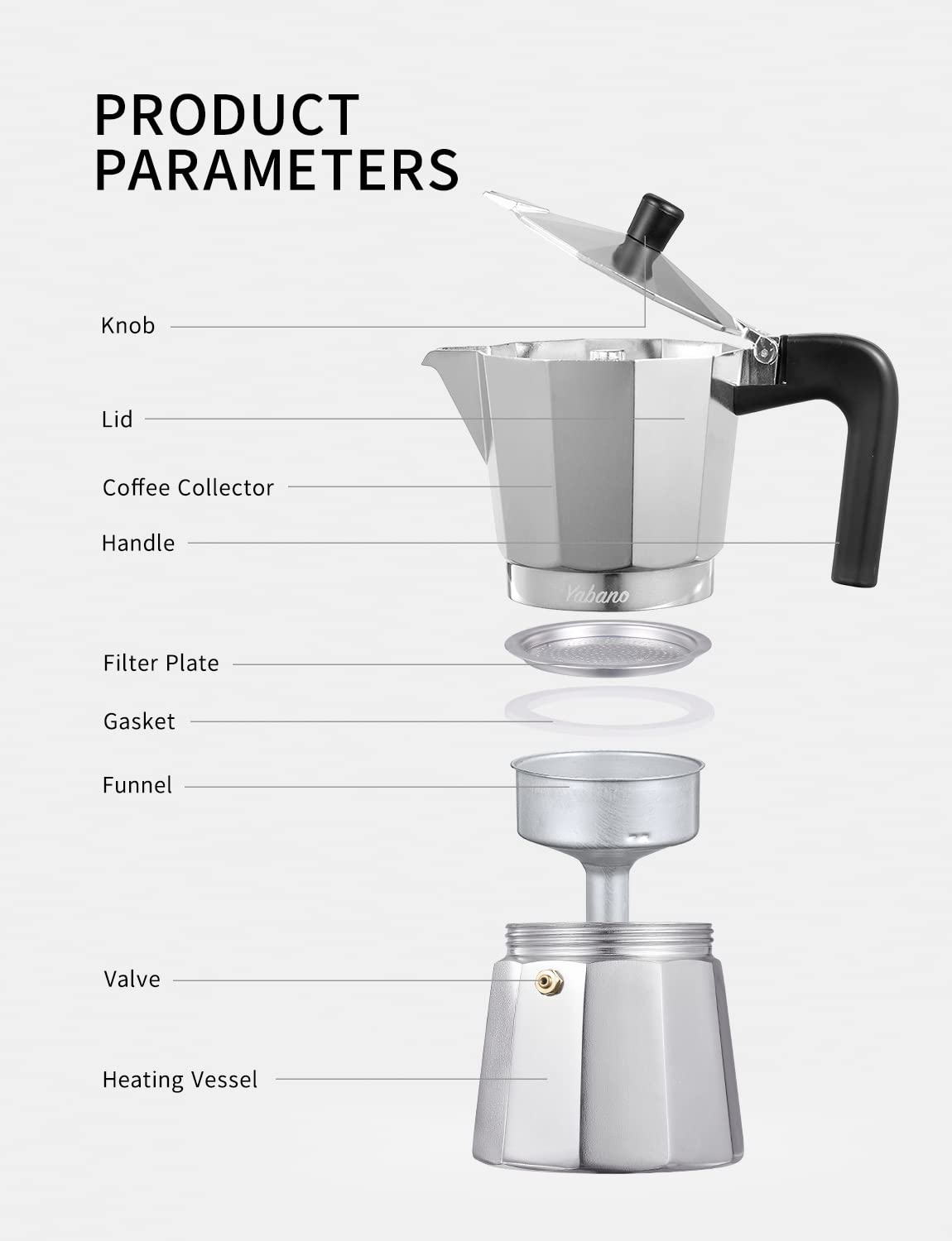 Yabano cafetera moka en cocina en uso facilita espresso casero