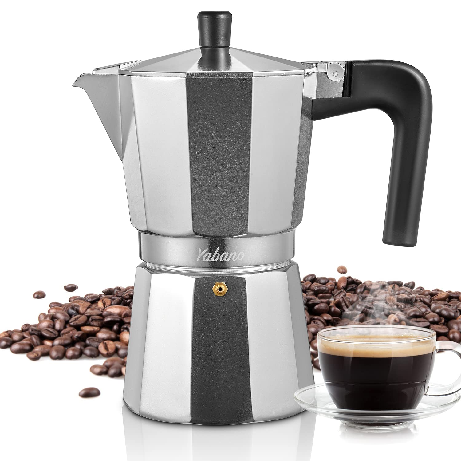 Yabano cafetera moka frontal: preparación rápida de espresso en casa