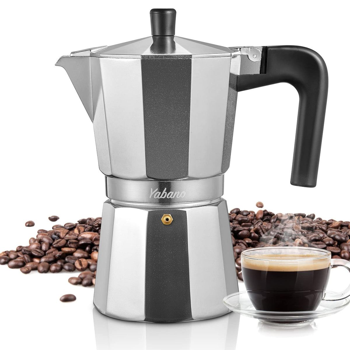 Yabano cafetera moka frontal: preparación rápida de espresso en casa