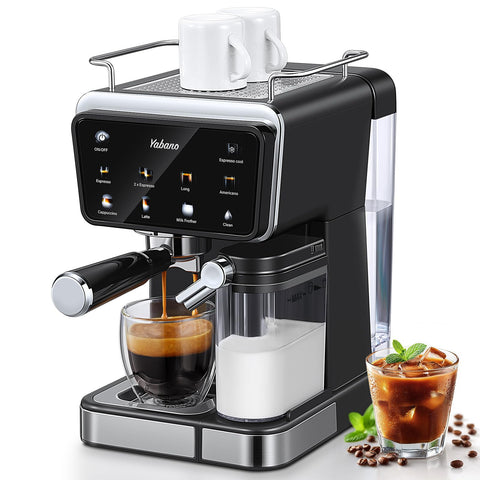 Yabano Maquina de Espresso con pantalla táctil LED para bebidas rápidas en casa.