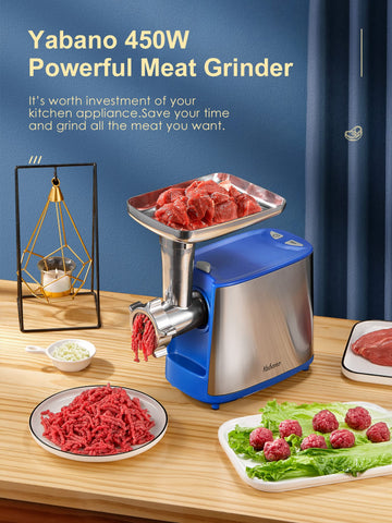 Yabano molino de carne eléctrico, accesorios incluidos para resultados versátiles