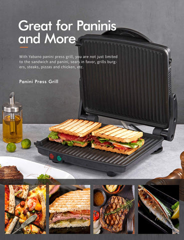 Yabano Panini Prensa con bandeja de goteo removible para limpieza sencilla.