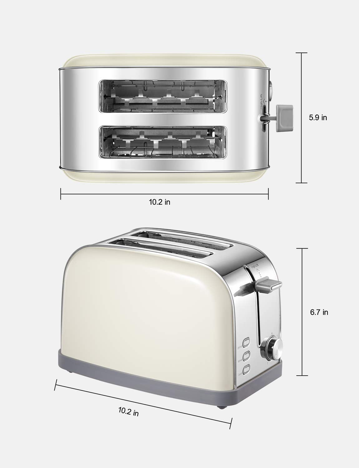 Yabano Retro Tostadora diseño compacto y elegante para cocinas modernas.