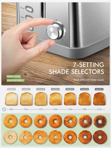 Yabano Retro Tostadora mostrando ranuras extras anchas para bagels y bollos.