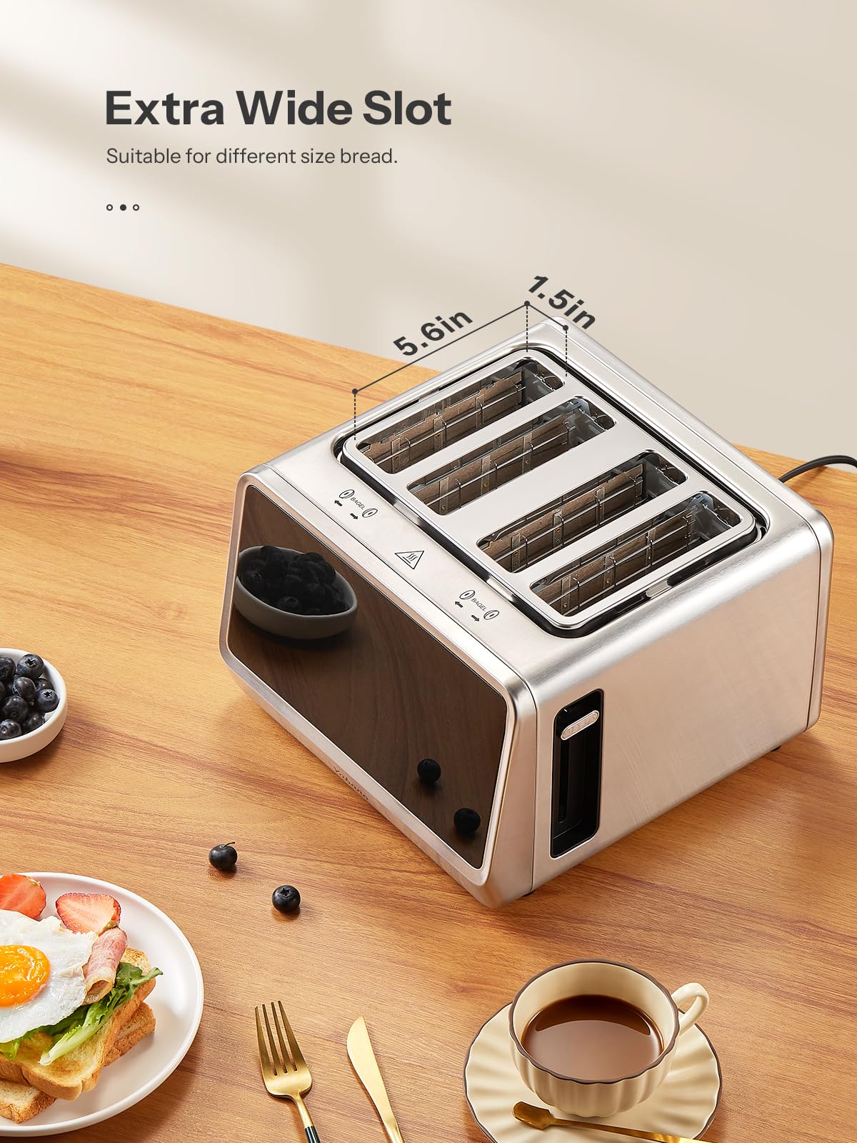 Yabano Tostadora con controles multifunción para descongelar y recalentar.