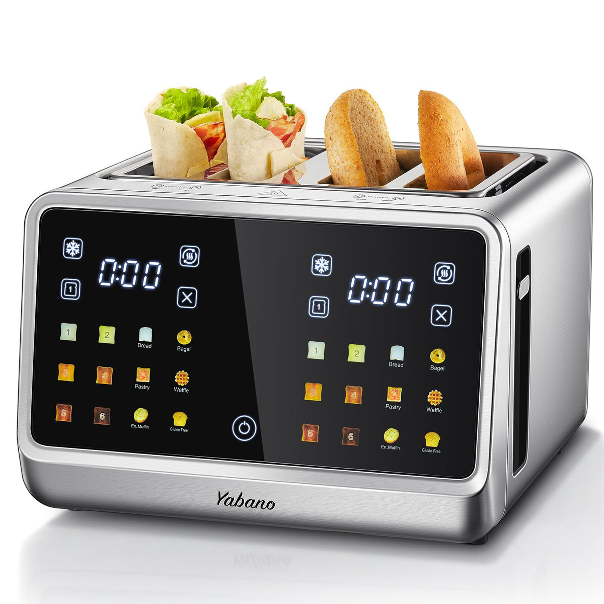 Tostadora Yabano con panel táctil para 4 rebanadas, desayuno rápido.