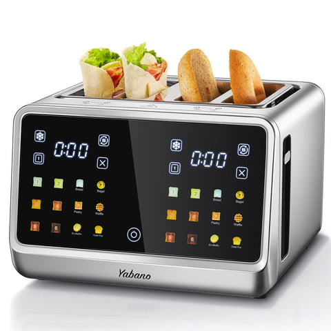Tostadora Yabano con panel táctil para 4 rebanadas, desayuno rápido.