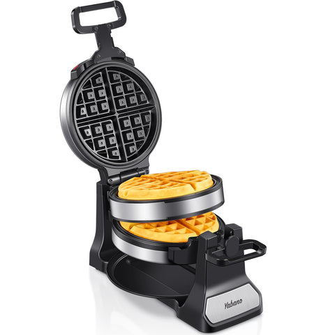 Waflera belga Yabano con giro doble y placas antiadherentes para waffles perfectos