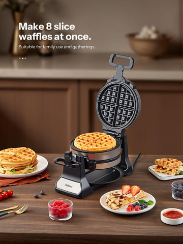 Desayuno familiar con la waflera Yabano, ideal para dos waffles a la vez