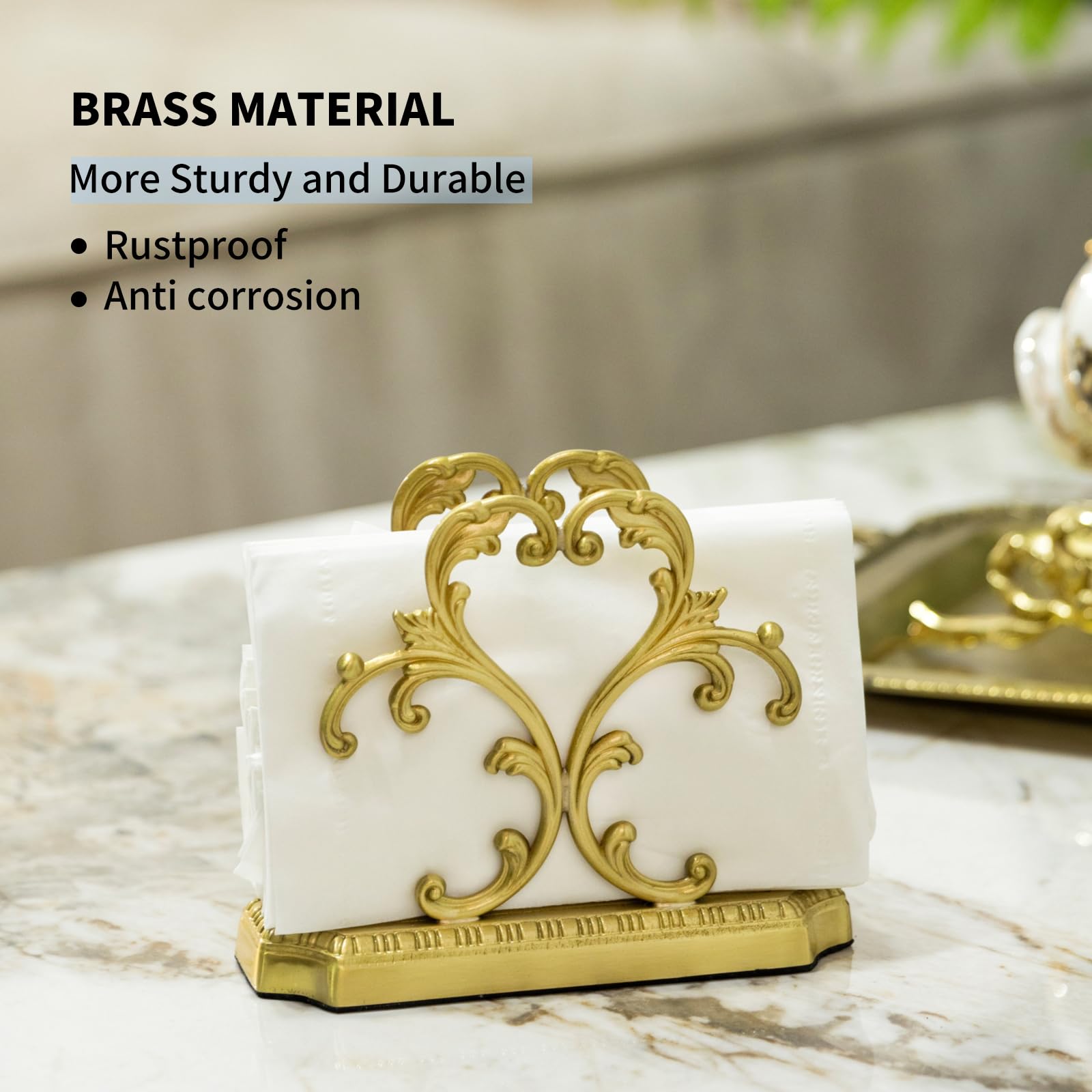 YACSNBF porta-servilletas dorado-bronce en cocina, diseño resistente y decorativo.