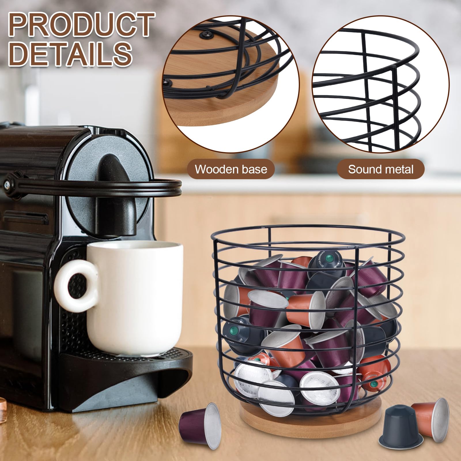 Yaenoei almacenamiento de cápsulas K-cup negro con gran capacidad.