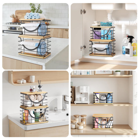 Organizador de cocina YAFFWA, dos tamaños, ahorro de espacio.