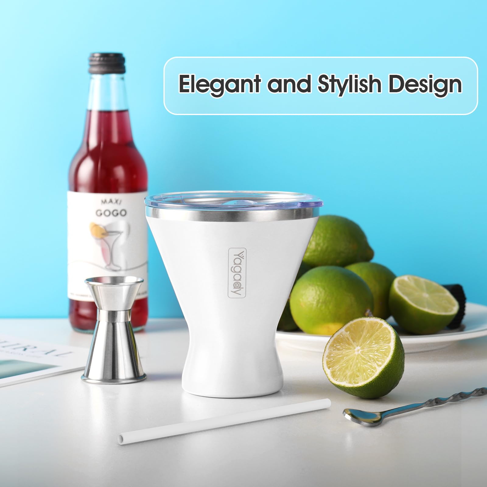 Yagady martini tumbler con aislamiento doble para mantener frías las bebidas.