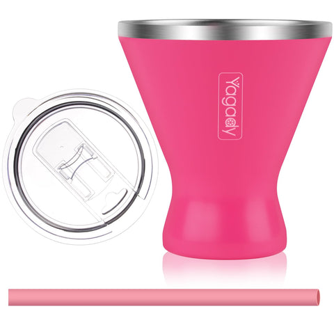 Yagady martini tumbler con tapa y paja de silicona cortable para uso en movimiento