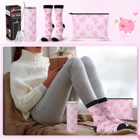 Yahenda Caja-regalo navideña con cerdito y accesorios.