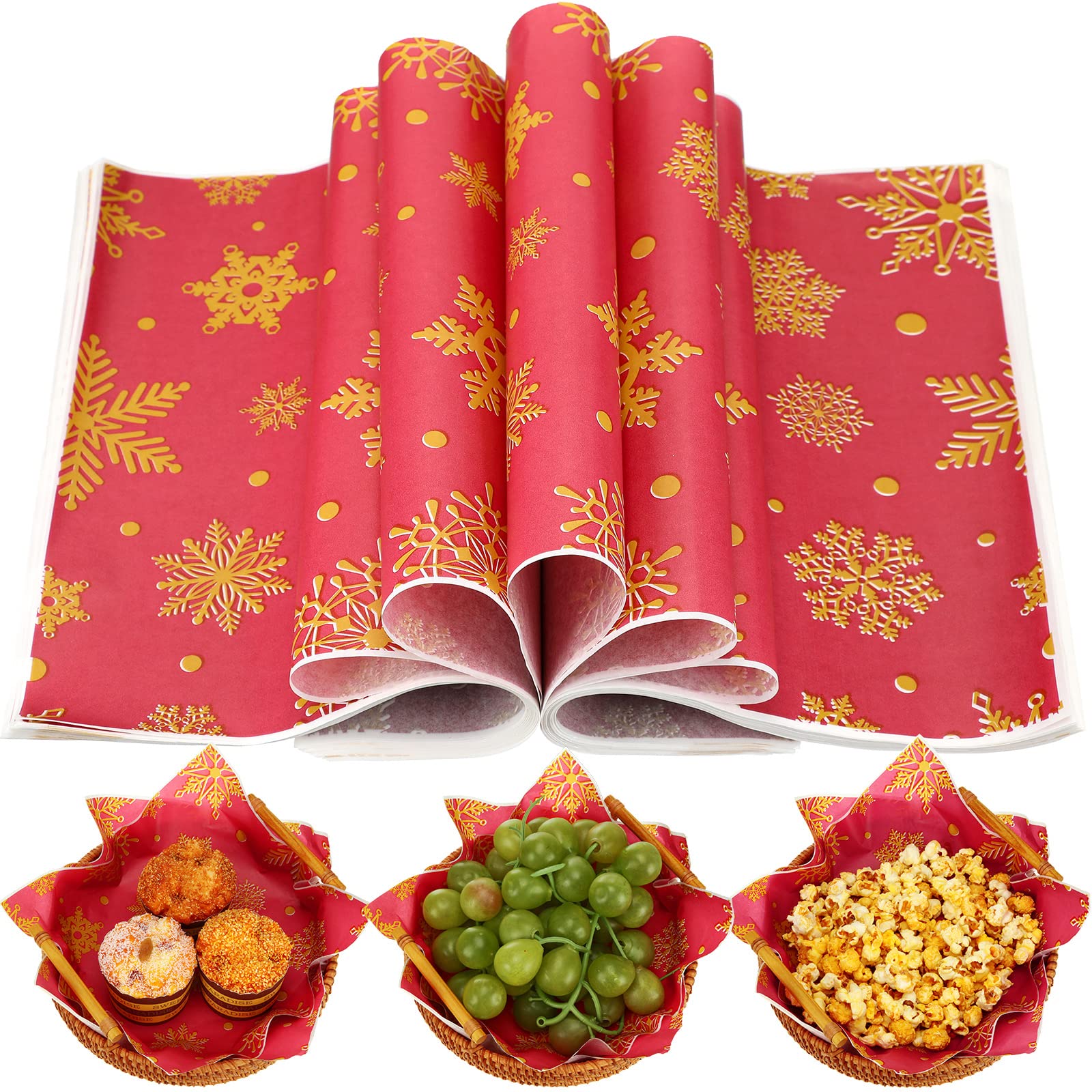 Yahenda papel encerado Navidad 25x25: ideal para envolver bocadillos festivos sin derrames.