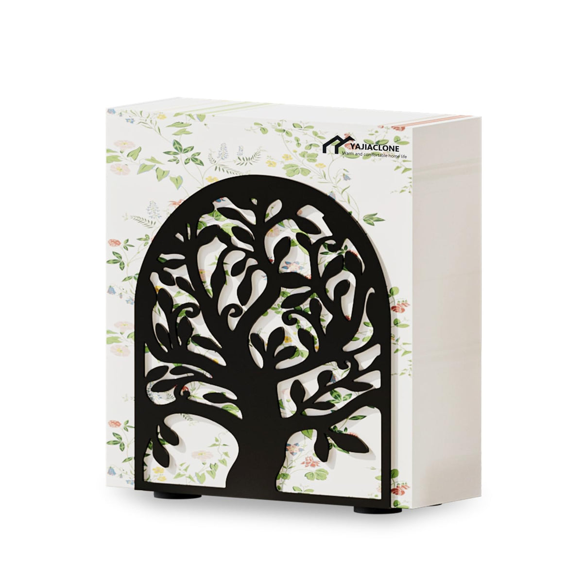 YAJIACLONE porta servilletas arbol de la vida negro, elegante para la mesa