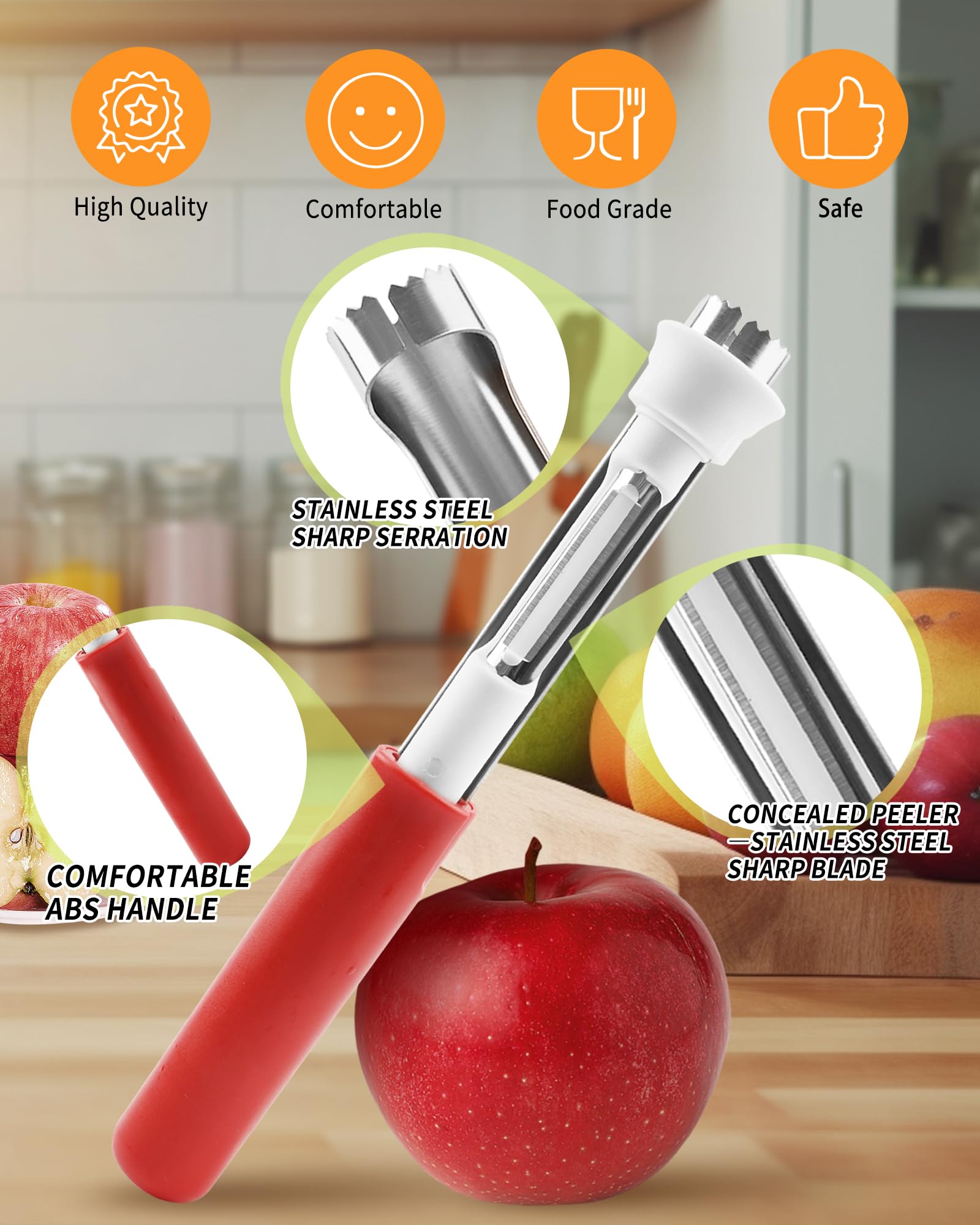 Pelador de manzana YAKAUEI en acero inoxidable para pelado rápido y suave.