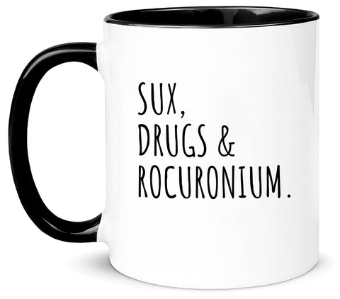 Taza Yalocib con diseño frontal humor médico para descansar entre pacientes.