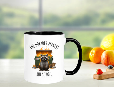 Taza de doble cara Yalocib con mapache, ideal regalo y colección