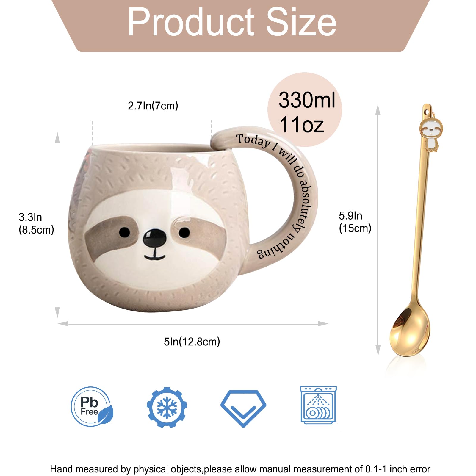 Taza Yalucky con perezoso durmilon muestra diseño adorable para bebidas.